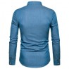 Casual Long Sleeve Stand Collar Slim Clothing Solid Button Men Dress Shirt