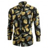 Allover Golden Leaves Print Casual Shirt